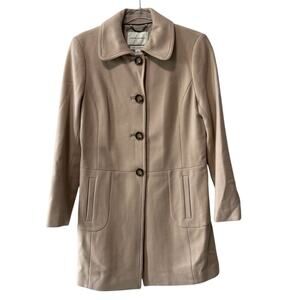 Banana Republic Long Sleeve Knee Length Button Down Wool Coat Tan Size Medium